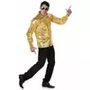 Chemise disco à sequins dorés homme, Taille: Medium