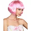 Perruque courte rose à frange femme