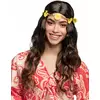 Perruque longue marron avec bandeau fleurs femme