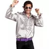 Chemise disco argentée homme, Taille: Medium (50/52)