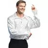 Wit satijnachtig discopak voor mannen, Maat: Large (52/54)
