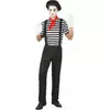 Zwarte en witte klassieke mime outfit voor mannen, Maat: Medium
