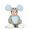 Déguisement combinaison avec capuche souris grise bébé