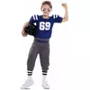Blauw American football-spelerkostuum voor kinderen, Maat: 5–6 jaar (105–121 cm)