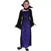 Paarse doodskoppen vampier outfit voor meisjes, Maat: 10–12 jaar (130–140 cm)