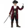 Rood piraten kapitein pak voor jongens, Maat: 7–9 jaar (130/143 cm)