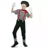 Mime kostuum met baret voor jongens, Maat: 5–6 jaar (105–121 cm)