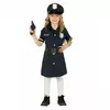 Blauw politie kostuum met riem en pet voor meisjes, Maat: 10–12 jaar (142–148 cm)