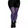 Collants rayés noirs et violets grande taille femme, Taille: XXX-Large/XXXX-Large (54–58)