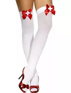 Bas blanc avec nœud rouge d'infirmière