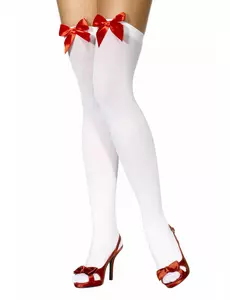 Bas blancs avec noeud rouge femme