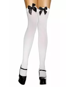 Bas blancs avec noeud noir femme