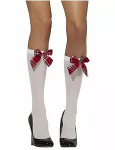 Bas blancs avec noeud écolière femme