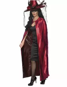 Cape réversible rouge ou noire adulte