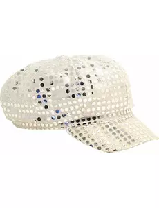Casquette disco à sequins argent adulte