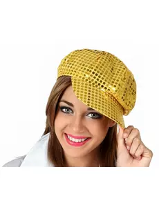 Casquette disco à sequins or adulte