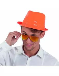 Chapeau borsalino à sequins orange adulte
