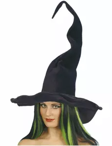 Zwarte fluwelen heksenhoed voor dames tijdens Halloween