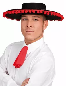 Chapeau espagnol noir et rouge