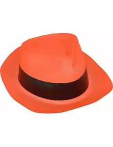 Chapeau gangster orange fluo adulte