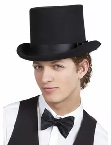 Chapeau haut de forme noir avec nœud adulte