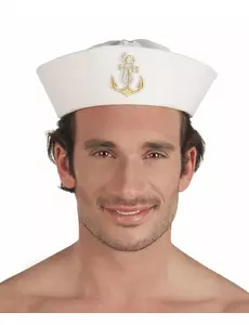 Chapeau marin avec ancre dorée adulte