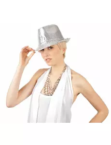 Chapeau borsalino à sequins argent adulte