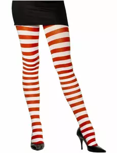 Collants rayés rouge et blanc femme