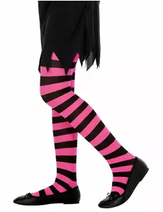 Collants rayés roses et noirs enfant, Taille: 4–5 ans (116 cm)