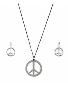 Collier et boucles d'oreilles hippie plastique adulte