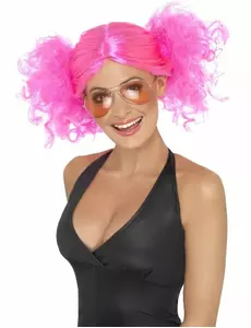 Fluo roze pruik voor dames
