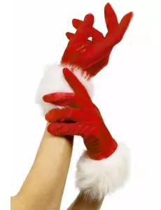 Gants rouge avec fourrure blanche mère Noël femme