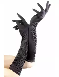 Gants mi-longs noirs froncés femme