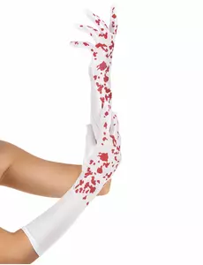 Gants longs blancs ensanglantés femme Halloween