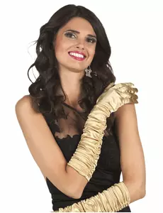 Gants longs satinés dorés femme