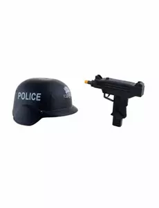 Kit casque et mitraillette vert camouflage en plastique