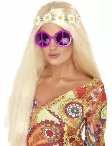 Lunettes hippie rose adulte
