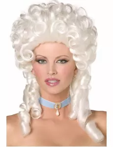 Perruque bouclée baroque blanche femme