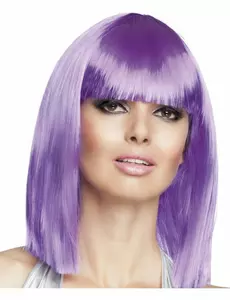 Perruque carré mi-long violette femme