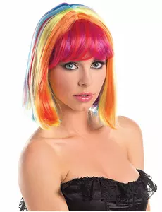 Perruque carré multicolore avec frange femme