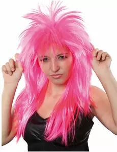 Roze punk rock pruik voor vrouwen