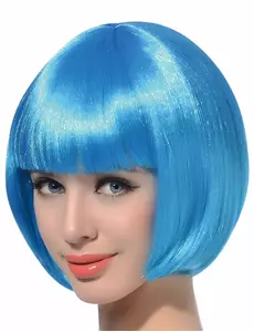 Korte blauwe aqua pruik voor vrouwen