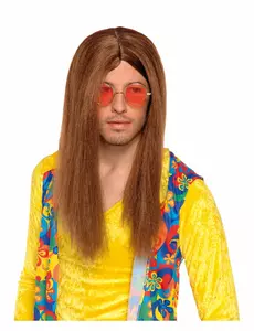 Perruque hippie marron adulte