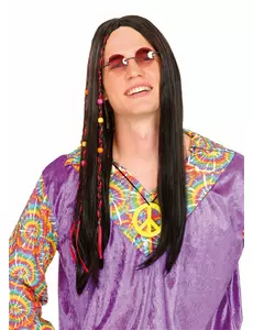 Perruque hippie noire homme