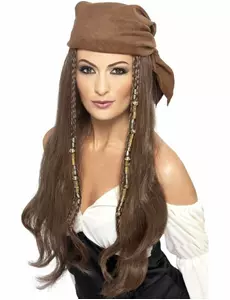 Lange donkerblonde piratenpruik voor vrouwen