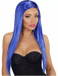 Blauwe glamour pruik voor vrouwen