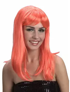 Lange oranje damespruik met lichte krullen