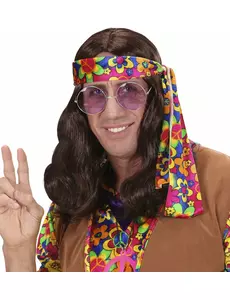 Perruque marron hippie adulte