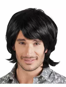 Perruque retro noire homme