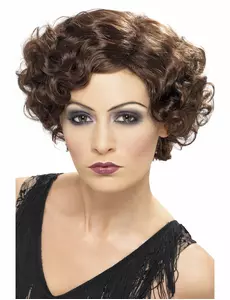 Perruque cabaret ondulée chatain femme